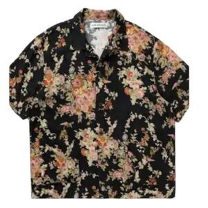 Our Legacy Elder Shirt NWT Short Sleeve Black Floral Tapestry Button Front Men’s
